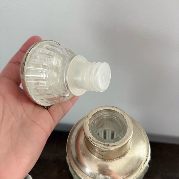 Antique | Absinthe Fountain Dispensing Decanter Ribbed Clear Glass Silver Italy - Picture 9 of 10